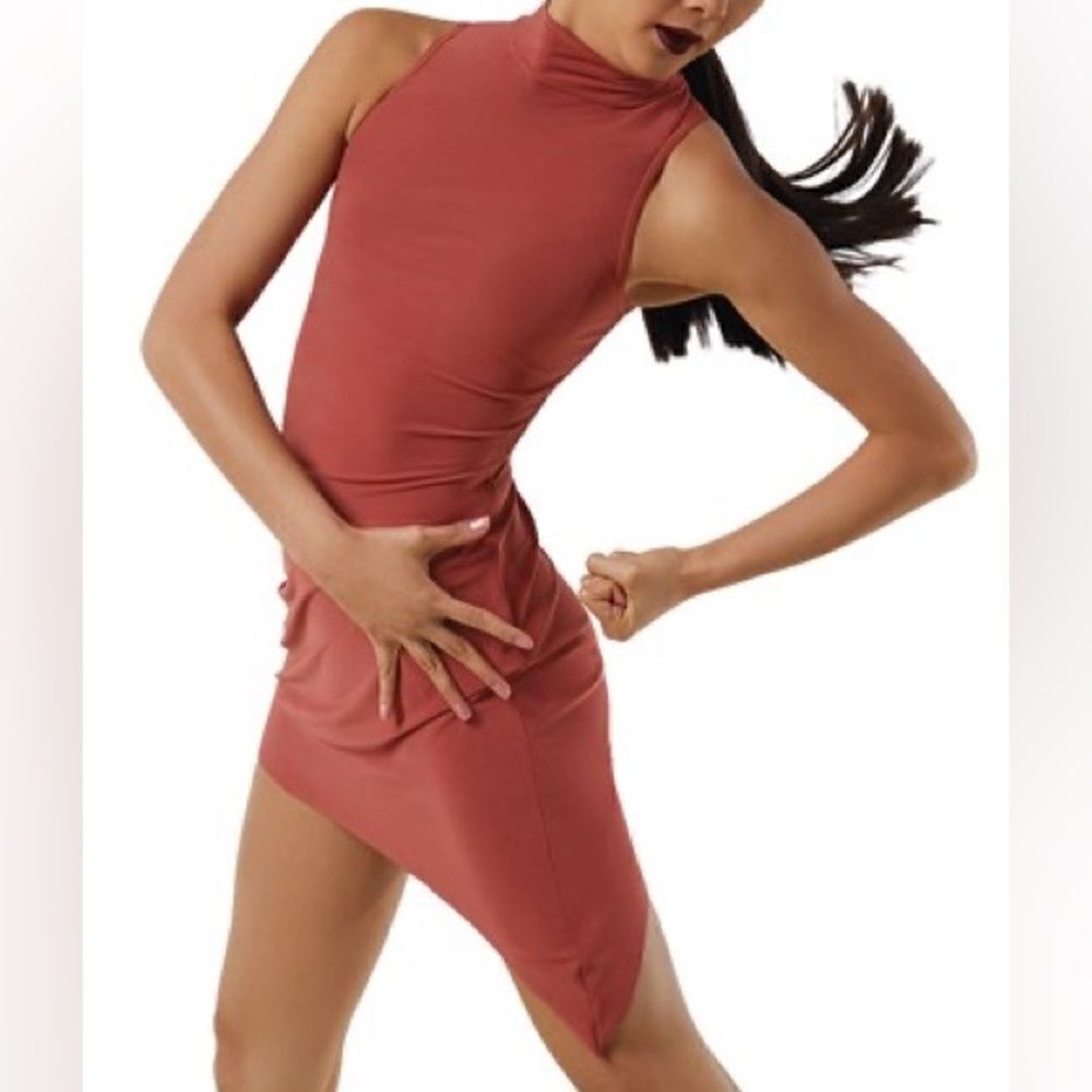 WEISSMAN Balera Dance costume Mock Neck Asymmetrical Dress D10665 Adult XLA